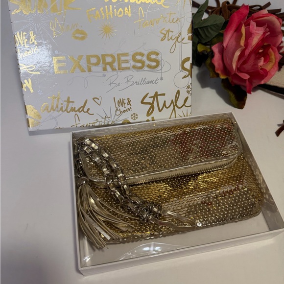 Express Shimmering Gold Sequin Wristlet - Picture 3 of 3
